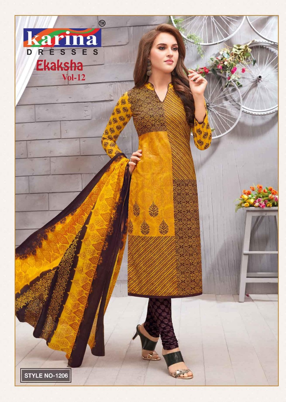 Ekaksha Vol-12 By Karina Dresses 1201 To 1212 Series Indian Traditional Wear Collection Beautiful Stylish Fancy Colorful Party Wear & Occasional Wear Cotton Printed Dress At Wholesale Price