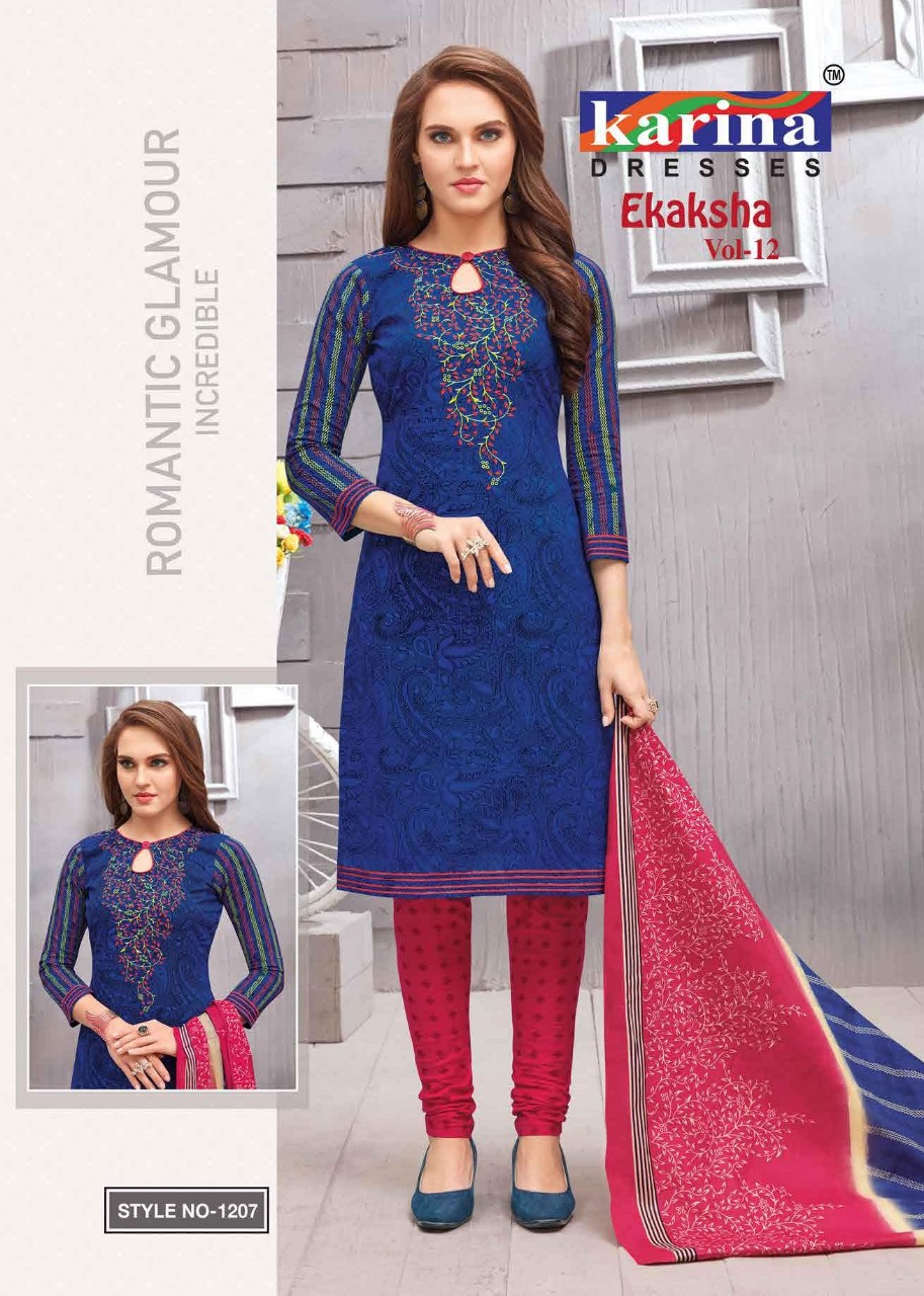 Ekaksha Vol-12 By Karina Dresses 1201 To 1212 Series Indian Traditional Wear Collection Beautiful Stylish Fancy Colorful Party Wear & Occasional Wear Cotton Printed Dress At Wholesale Price