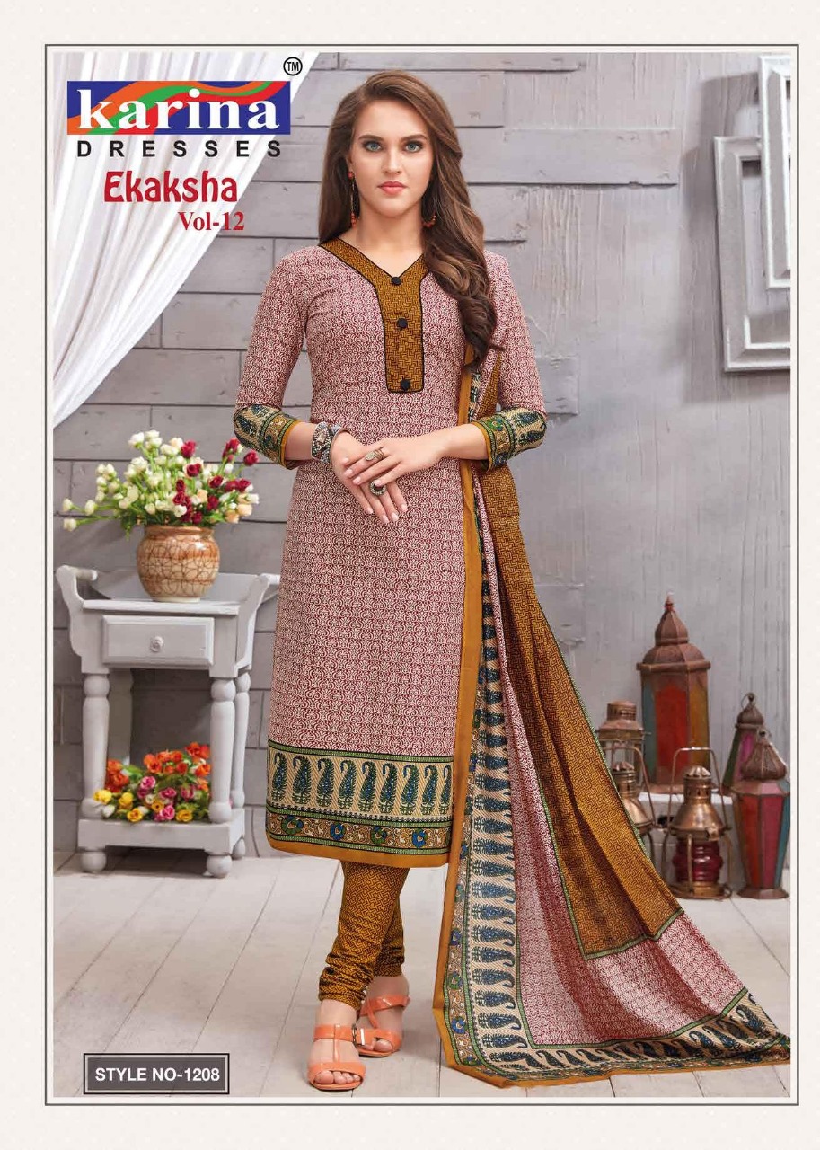 Ekaksha Vol-12 By Karina Dresses 1201 To 1212 Series Indian Traditional Wear Collection Beautiful Stylish Fancy Colorful Party Wear & Occasional Wear Cotton Printed Dress At Wholesale Price
