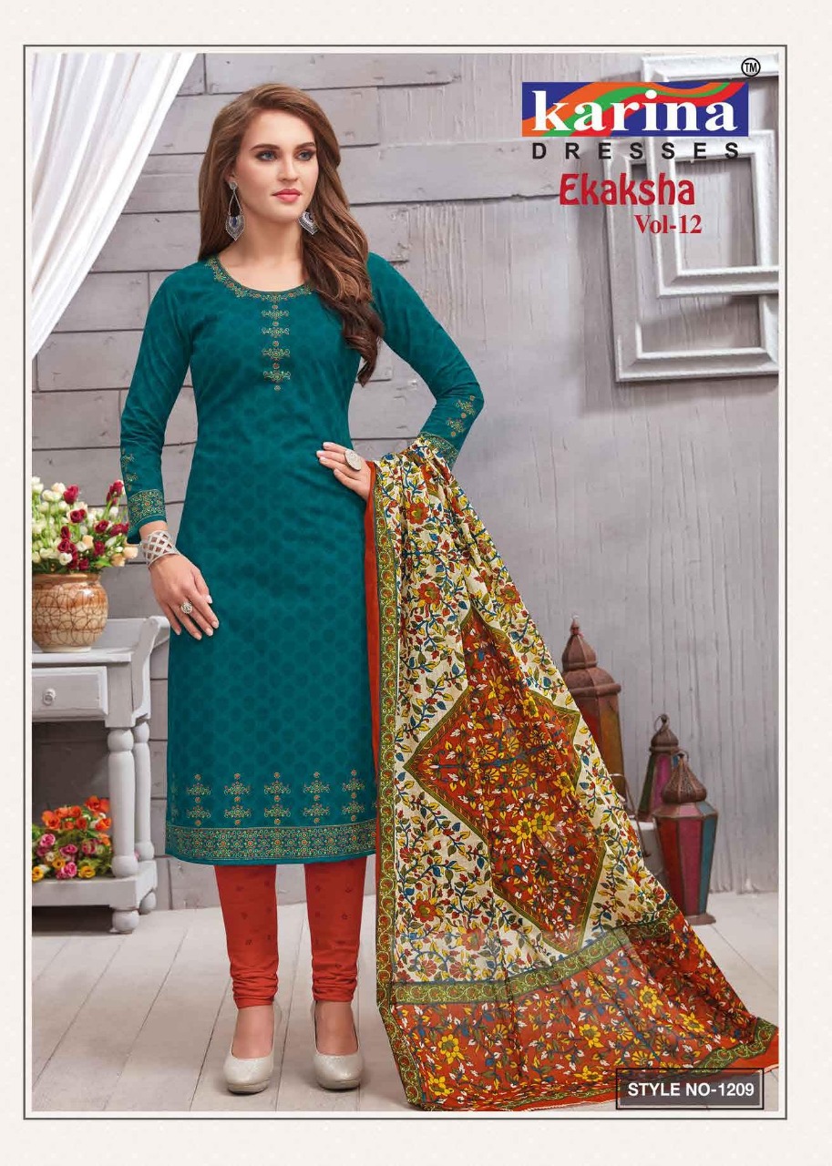 Ekaksha Vol-12 By Karina Dresses 1201 To 1212 Series Indian Traditional Wear Collection Beautiful Stylish Fancy Colorful Party Wear & Occasional Wear Cotton Printed Dress At Wholesale Price