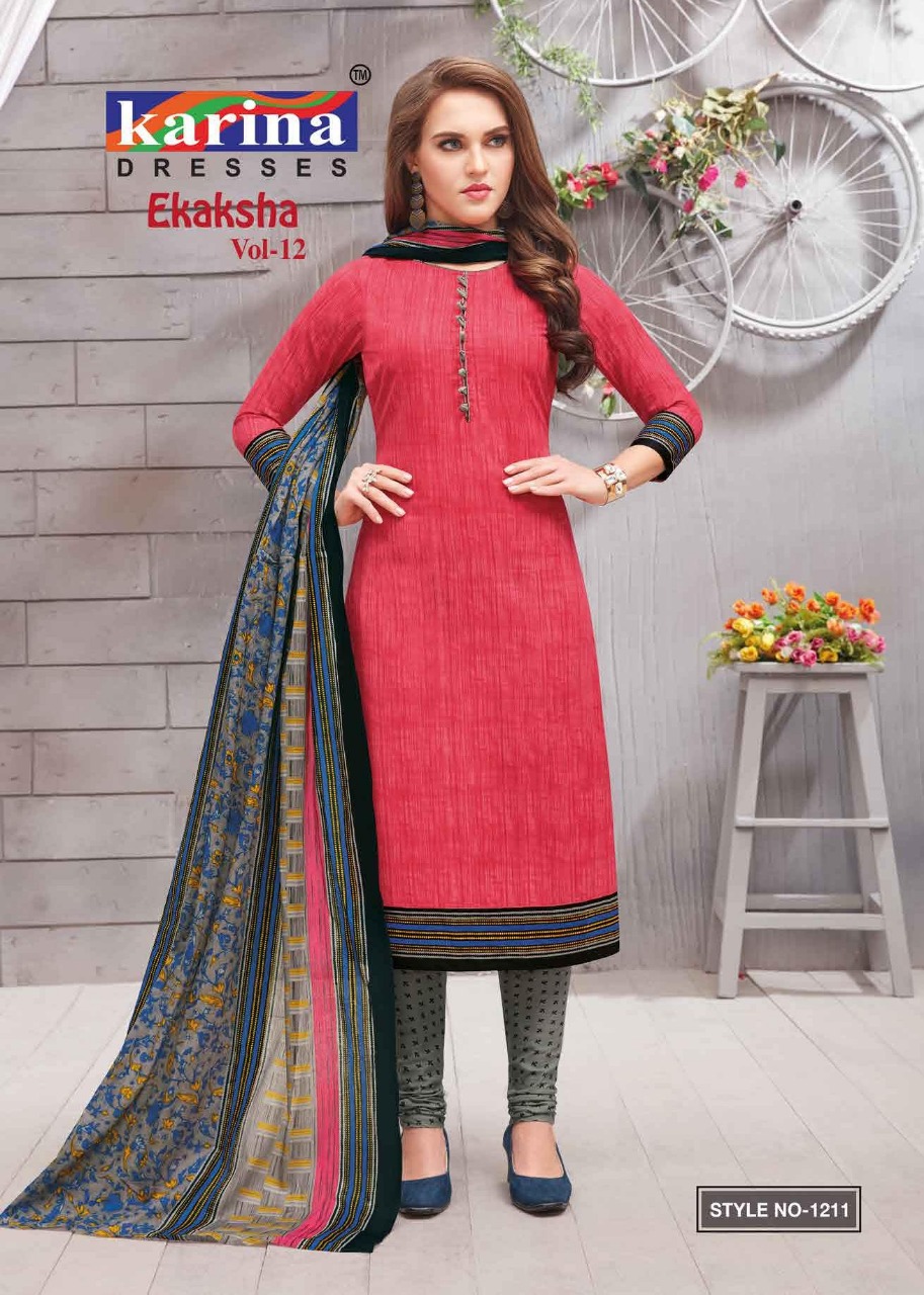 Ekaksha Vol-12 By Karina Dresses 1201 To 1212 Series Indian Traditional Wear Collection Beautiful Stylish Fancy Colorful Party Wear & Occasional Wear Cotton Printed Dress At Wholesale Price