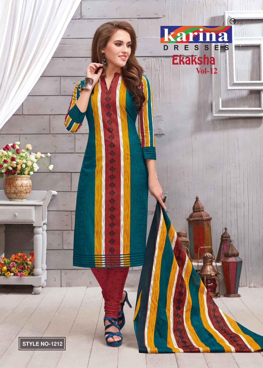 Ekaksha Vol-12 By Karina Dresses 1201 To 1212 Series Indian Traditional Wear Collection Beautiful Stylish Fancy Colorful Party Wear & Occasional Wear Cotton Printed Dress At Wholesale Price