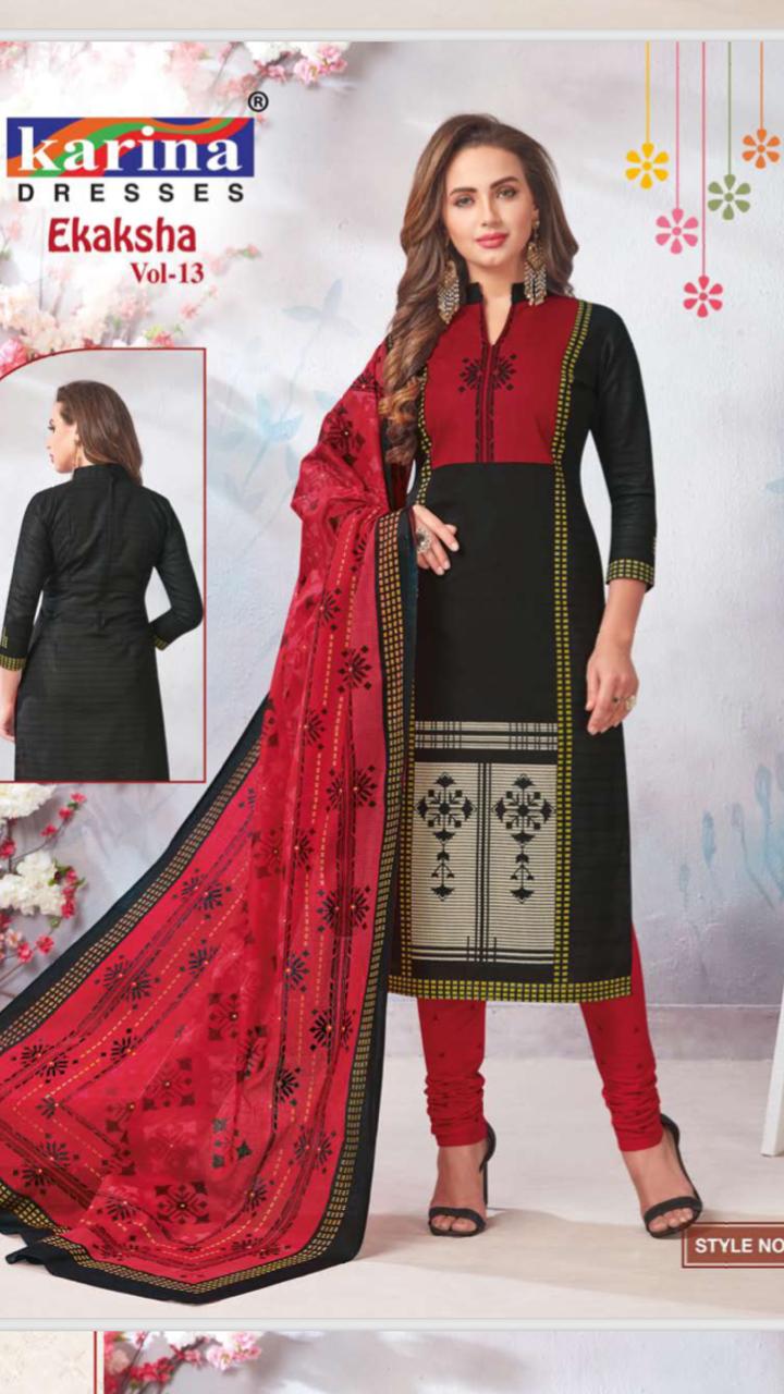 Ekaksha Vol-13 By Karina Dresses 1301 To 1312 Series Indian Traditional Wear Collection Beautiful Stylish Fancy Colorful Party Wear & Occasional Wear Cotton Printed Dress At Wholesale Price