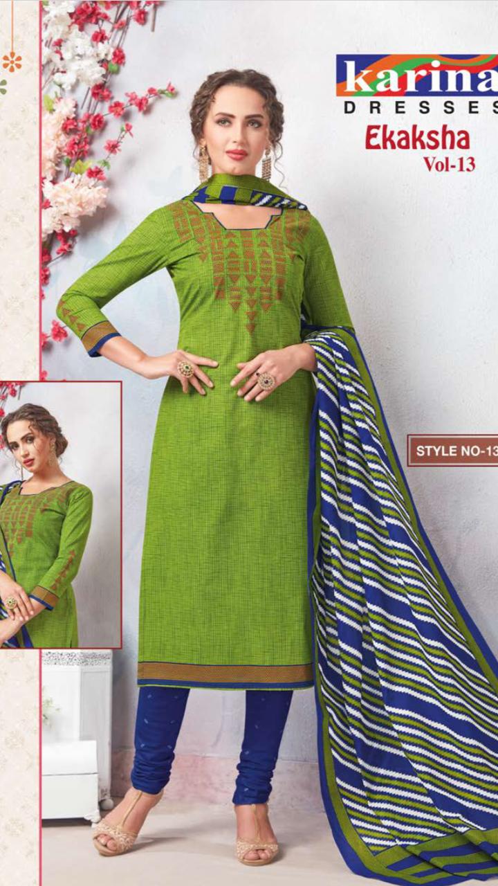 Ekaksha Vol-13 By Karina Dresses 1301 To 1312 Series Indian Traditional Wear Collection Beautiful Stylish Fancy Colorful Party Wear & Occasional Wear Cotton Printed Dress At Wholesale Price