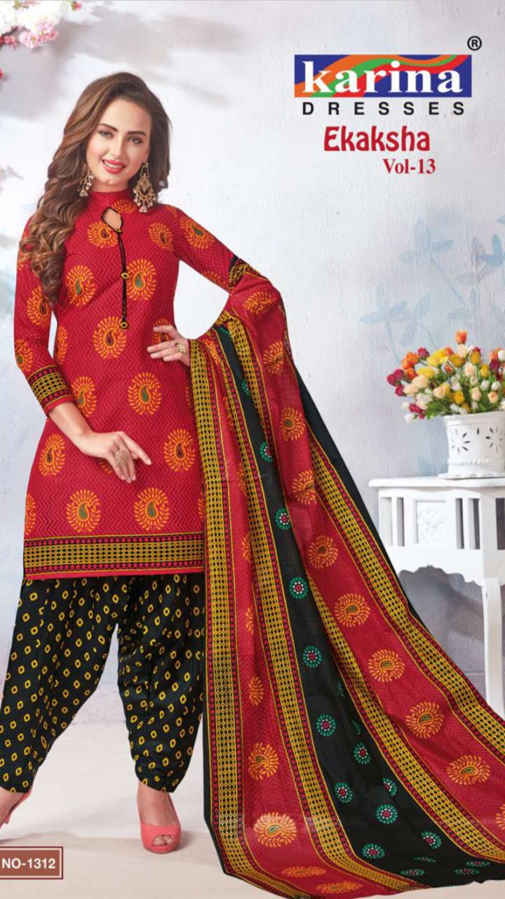 Ekaksha Vol-13 By Karina Dresses 1301 To 1312 Series Indian Traditional Wear Collection Beautiful Stylish Fancy Colorful Party Wear & Occasional Wear Cotton Printed Dress At Wholesale Price