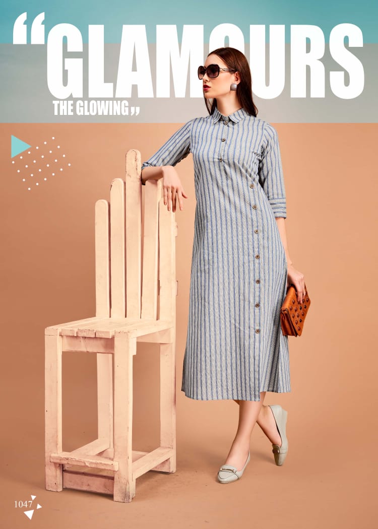 Elegance By Kirara 1045 To 1050 Series Beautiful Colorful Stylish Fancy Casual Wear & Ethnic Wear & Ready To Wear Handloom Cotton Printed Kurtis At Wholesale Price