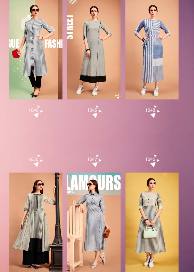Elegance By Kirara 1045 To 1050 Series Beautiful Colorful Stylish Fancy Casual Wear & Ethnic Wear & Ready To Wear Handloom Cotton Printed Kurtis At Wholesale Price