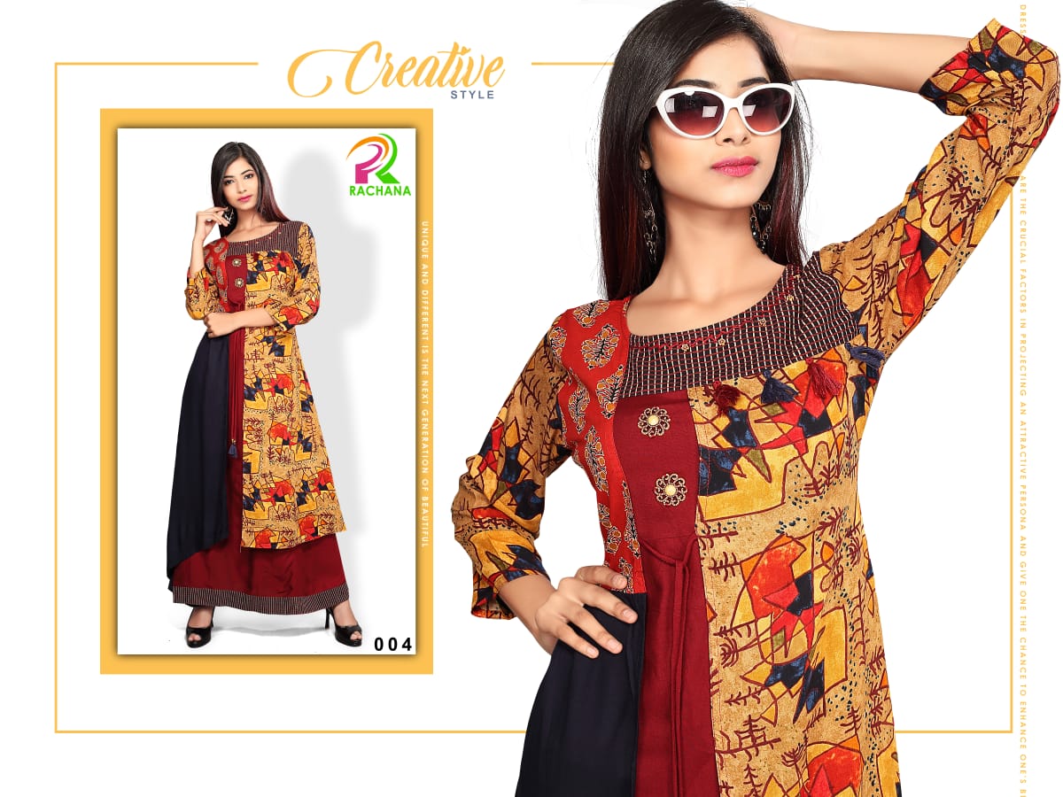 Elegance By Rachana 1001 To 1006 Series Designer Beautiful Stylish Colorful Fancy Party Wear & Ethnic Wear & Ready To Wear Muslin/ Rayon Kurtis At Wholesale Price