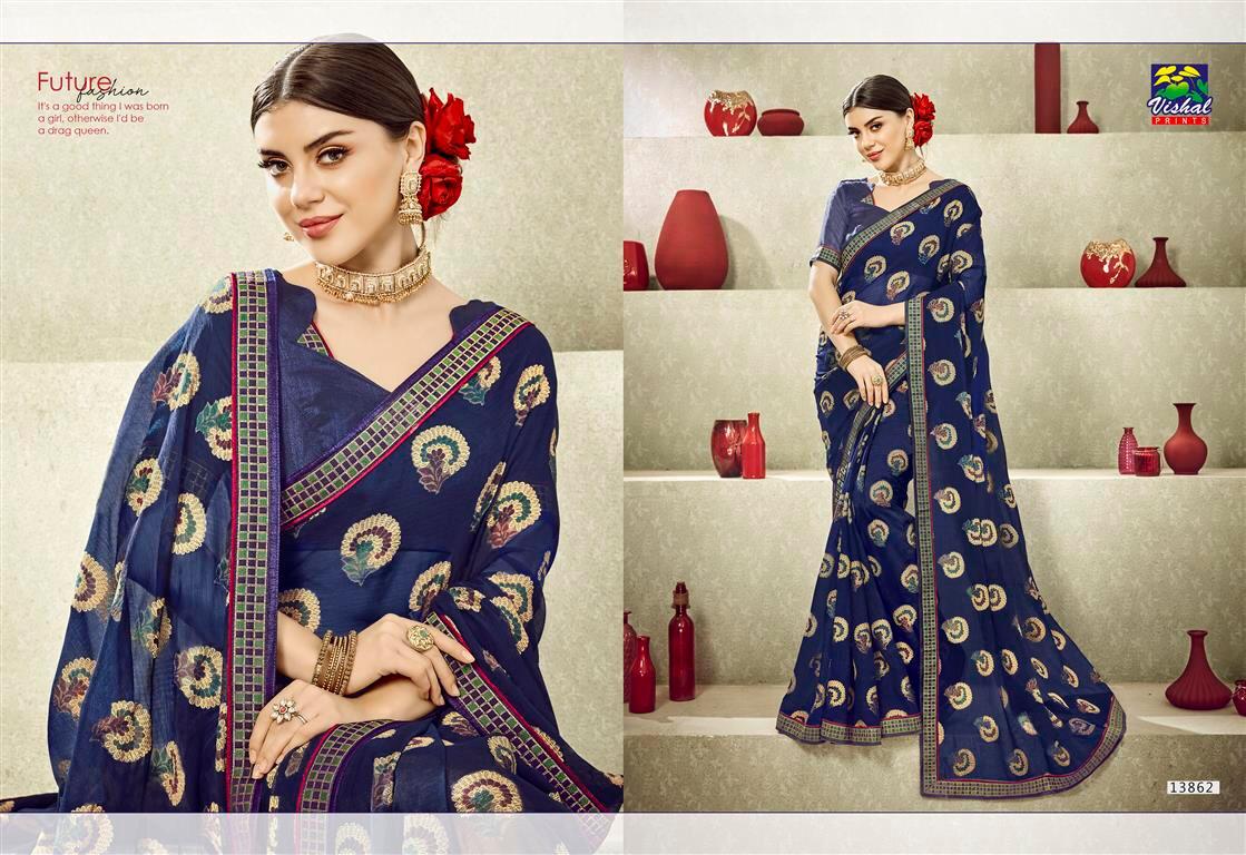 Eleganza Vol-4 By Vishal Prints 13850 To 13867 Series Indian Traditional Wear Collection Beautiful Stylish Fancy Colorful Party Wear & Occasional Wear Fancy Sarees At Wholesale Price