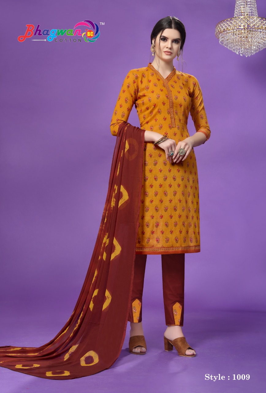 Elina Vol-1 By Bhagwan Cotton 1001 To 1010 Series Indian Traditional Wear Collection Beautiful Stylish Fancy Colorful Party Wear & Occasional Wear Cotton Printed Dress At Wholesale Price