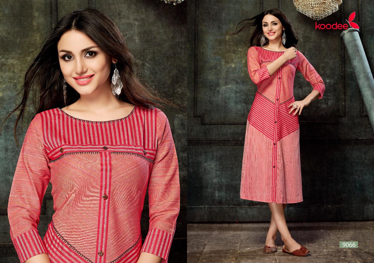 Eliza By Bitu 9063 To 9068 Series Stylish Fancy Colorful Collection Casual Wear & Ethnic Wear Heavy Handloom Cotton With Strip Kurtis At Wholesale Price
