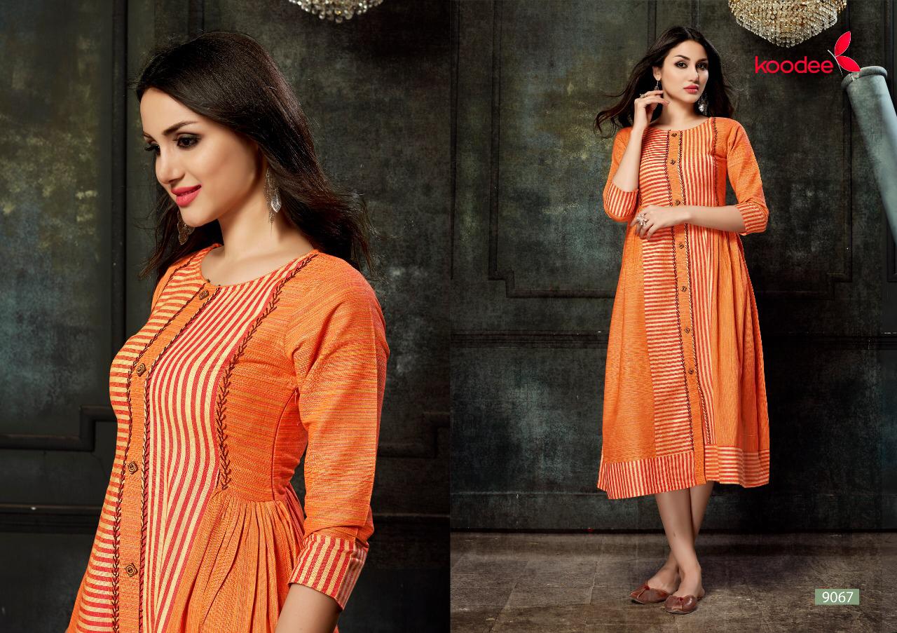 Eliza By Bitu 9063 To 9068 Series Stylish Fancy Colorful Collection Casual Wear & Ethnic Wear Heavy Handloom Cotton With Strip Kurtis At Wholesale Price