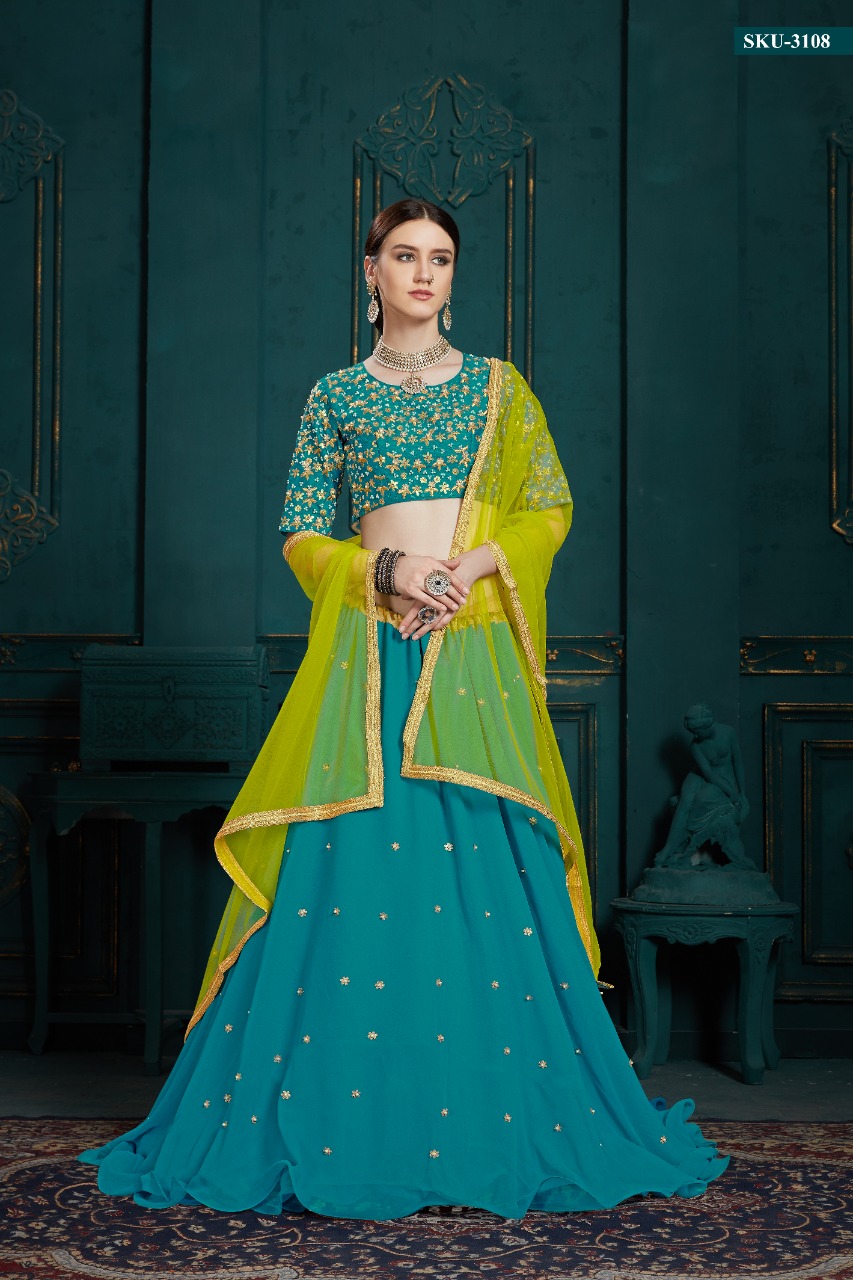 Euphoria Vol-3 By Fashid Wholesale 3101 To 3108 Series Indian Traditional Beautiful Stylish Designer Heavy Embroidered Party Wear Pure Georgette Lehengas At Wholesale Price