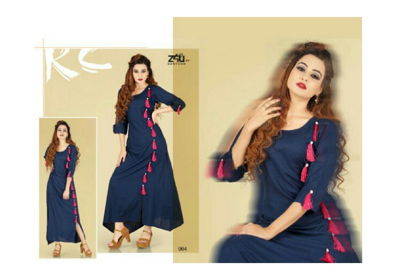 Esha By Z4u 001 To 010 Series Designer Beautiful Stylish Fancy Colorful Party Wear & Ethnic Wear Collection Rayon Kurtis At Wholesale Price