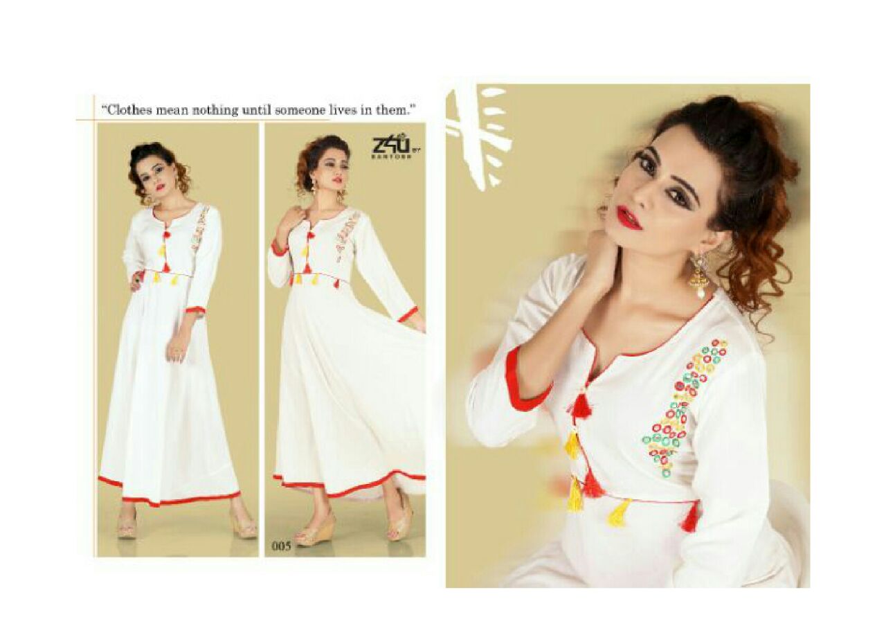 Esha By Z4u 001 To 010 Series Designer Beautiful Stylish Fancy Colorful Party Wear & Ethnic Wear Collection Rayon Kurtis At Wholesale Price