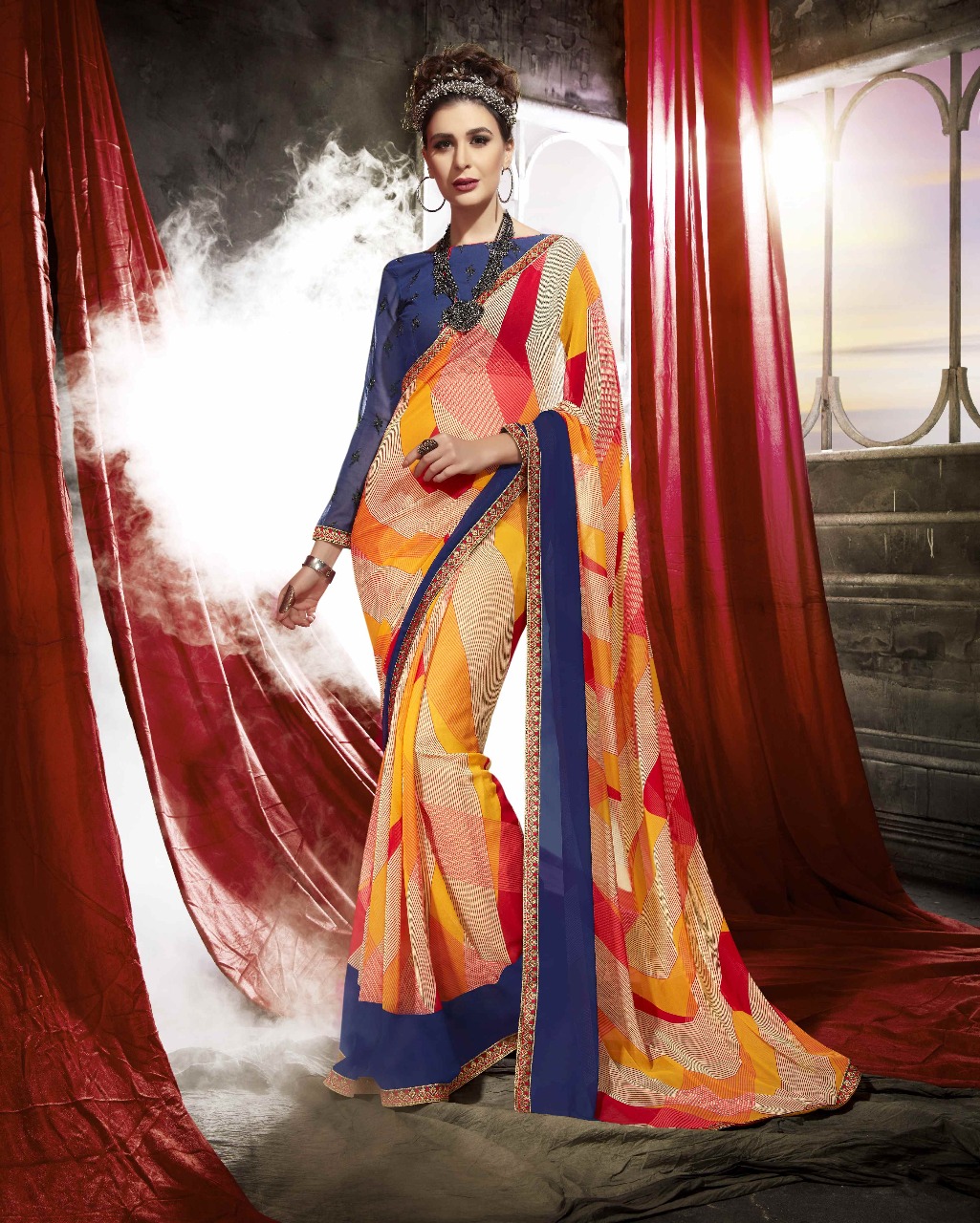 Eshwari By Triveni 01 To 12 Series Indian Traditional Wear Collection Beautiful Stylish Fancy Colorful Casual Wear & Daily Wear Georgette Printed Sarees At Wholesale Price