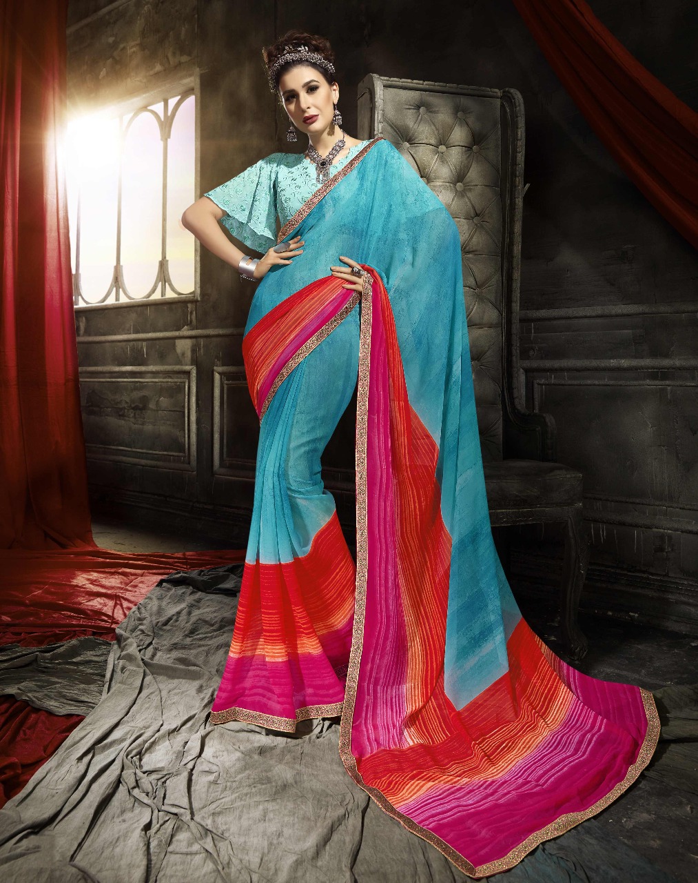Eshwari By Triveni 01 To 12 Series Indian Traditional Wear Collection Beautiful Stylish Fancy Colorful Casual Wear & Daily Wear Georgette Printed Sarees At Wholesale Price