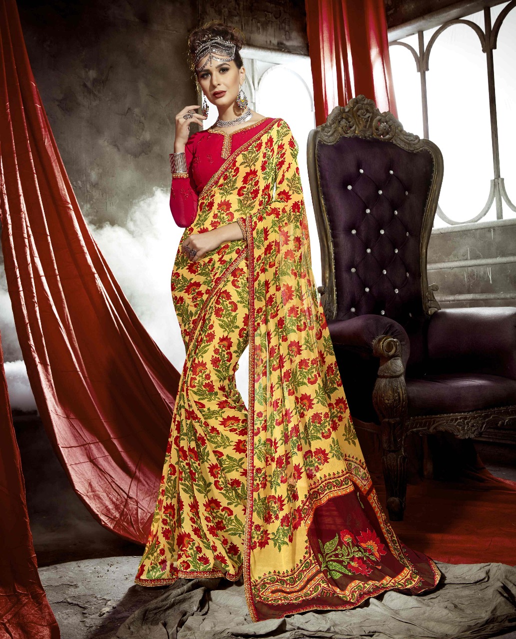 Eshwari By Triveni 01 To 12 Series Indian Traditional Wear Collection Beautiful Stylish Fancy Colorful Casual Wear & Daily Wear Georgette Printed Sarees At Wholesale Price