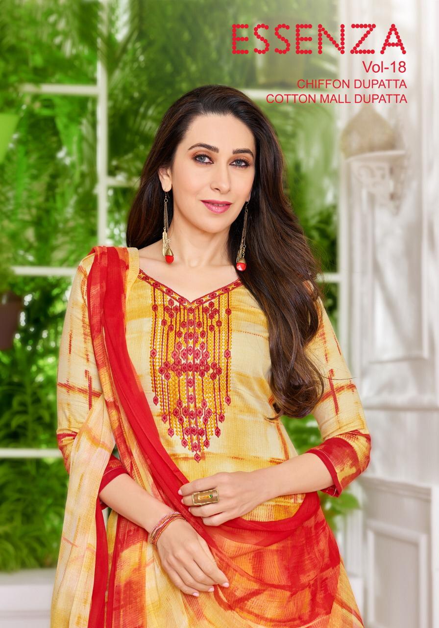 Essenza Vol-18 By Mahaveer Fashion 7101 To 7109 Series Beautiful Suits Collection Stylish Fancy Colorful Casual Wear & Ethnic Wear Pure Jam Satin Embroidered Dresses At Wholesale Price