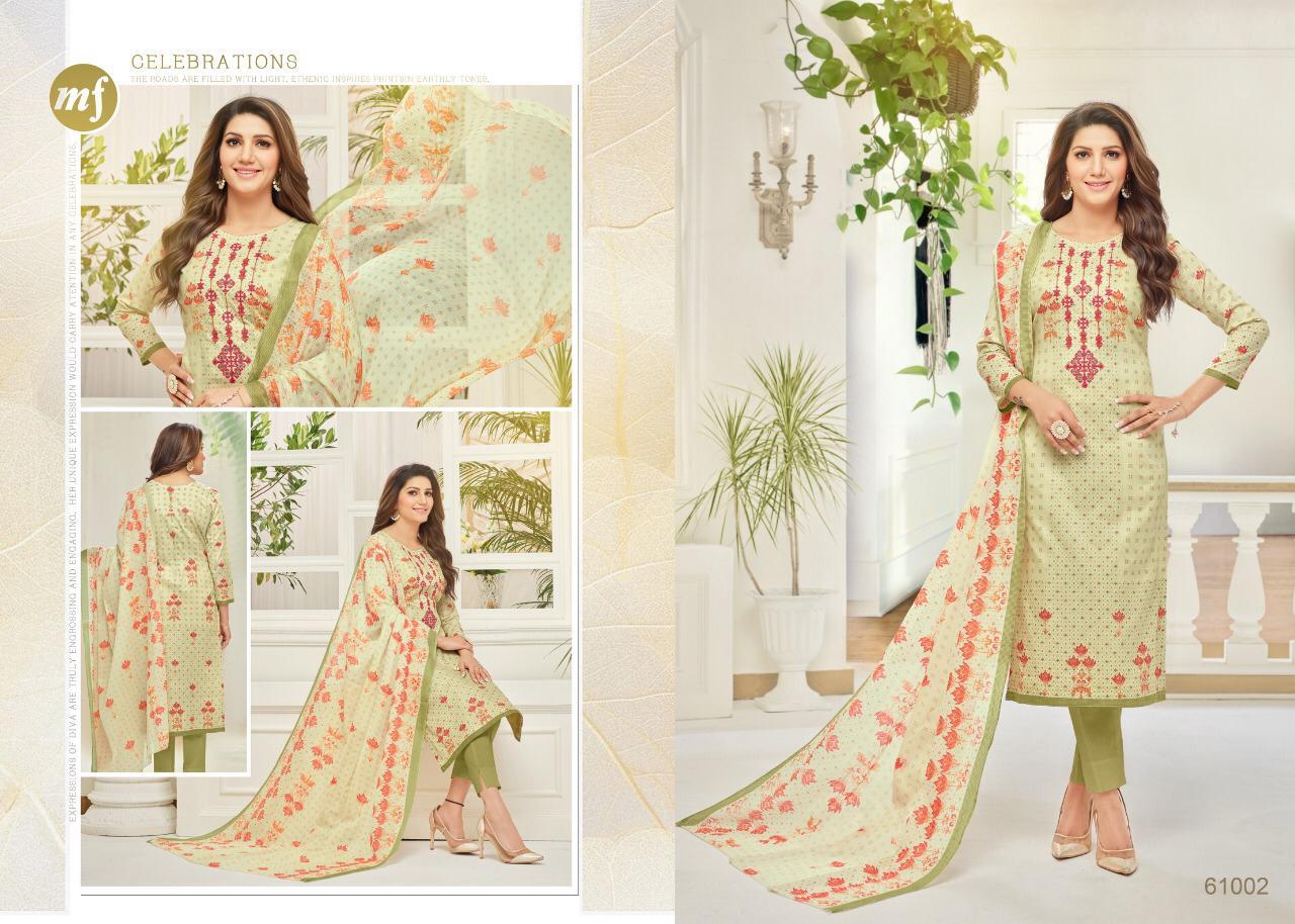 Essanza-19 By Mahaveer Fashion 61001 To 61010 Series Designer Suits Beautiful Stylish Fancy Colorful Party Wear & Occasional Wear Pure Cambric Cotton With Self Embroidery Dresses At Wholesale Price