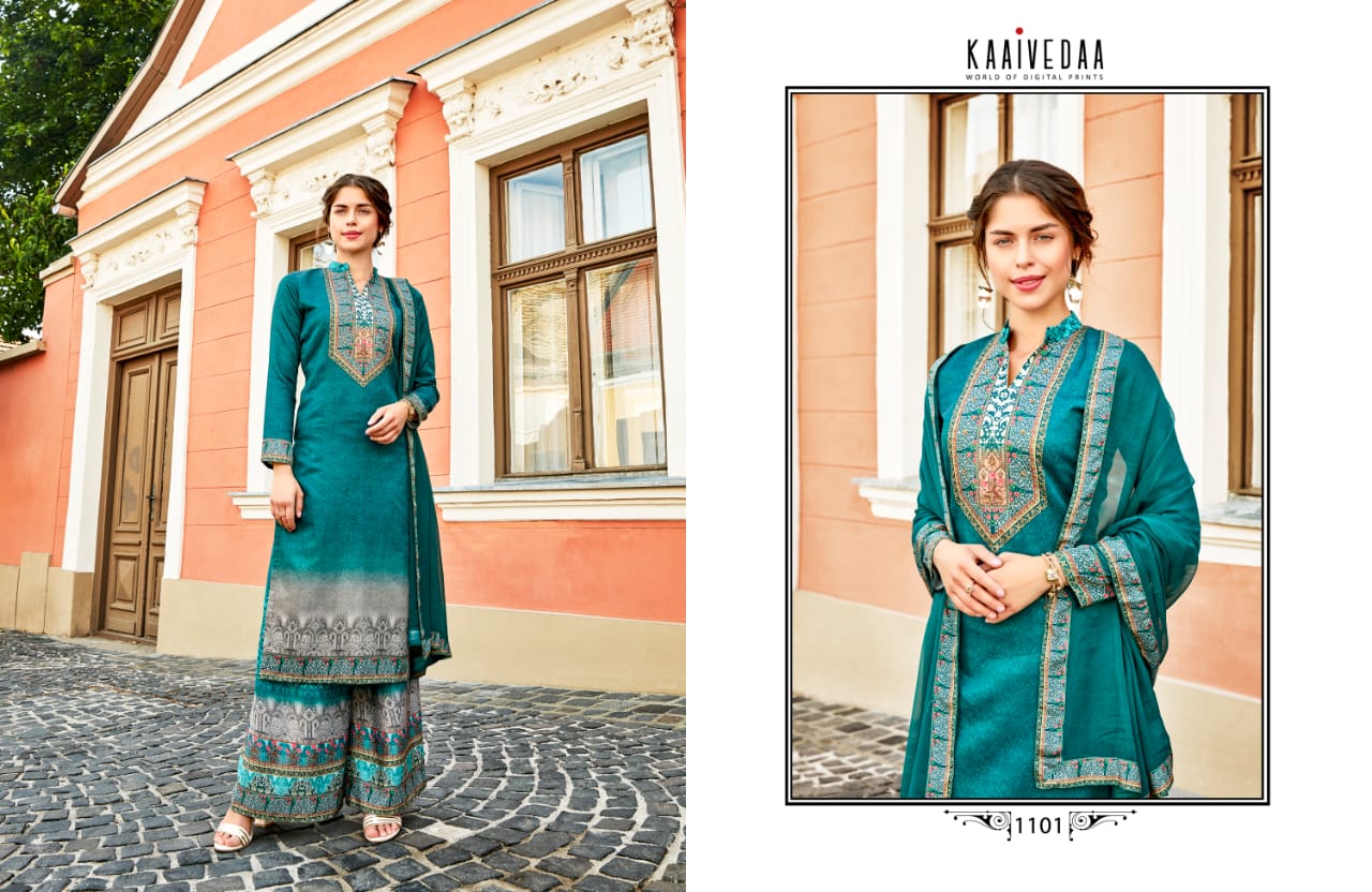 Eternal By Kaaivedda 1101 To 1108 Series Designer Festive Suits Collection Beautiful Stylish Fancy Colorful Party Wear & Occasional Wear Jam Satin With Sarvoski Work Dresses At Wholesale Price