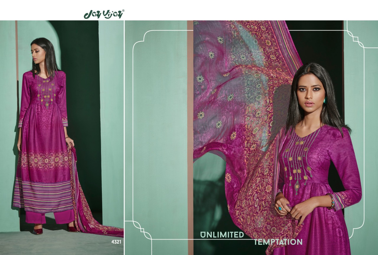 Ethical Code By Jay Vijay Prints 4321 To 4331 Series Beautiful Pashmina Suits Stylish Fancy Colorful Winter Wear & Ethnic Wear Pure Pashmina Embroidered Dresses At Wholesale Price