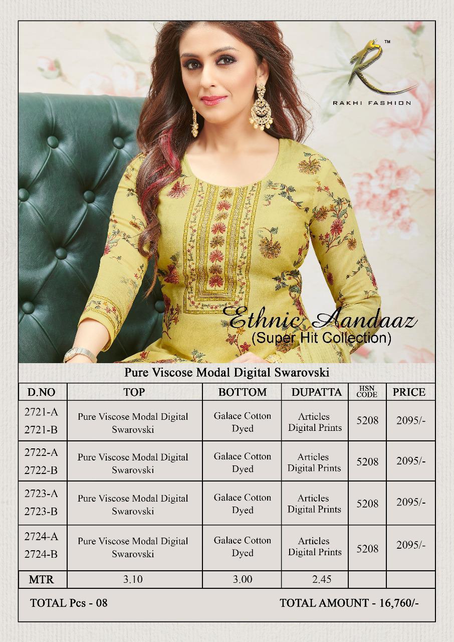 Ethnic Aandaaz By Rakhi Fashion 2721-a To 2724-b Series Indian Traditional Wear Collection Beautiful Stylish Fancy Colorful Party Wear & Occasional Wear Pure Viscose Modal Digital Sarvosky Dresses At Wholesale Price