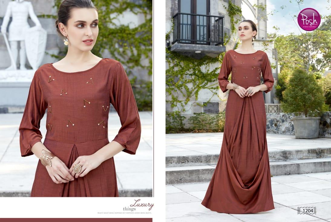 Eva Vol-2 By Posh 1201 To 1206 Series Beautiful Colorful Stylish Fancy Casual Wear & Ethnic Wear & Ready To Wear Muslin Kurtis At Wholesale Price
