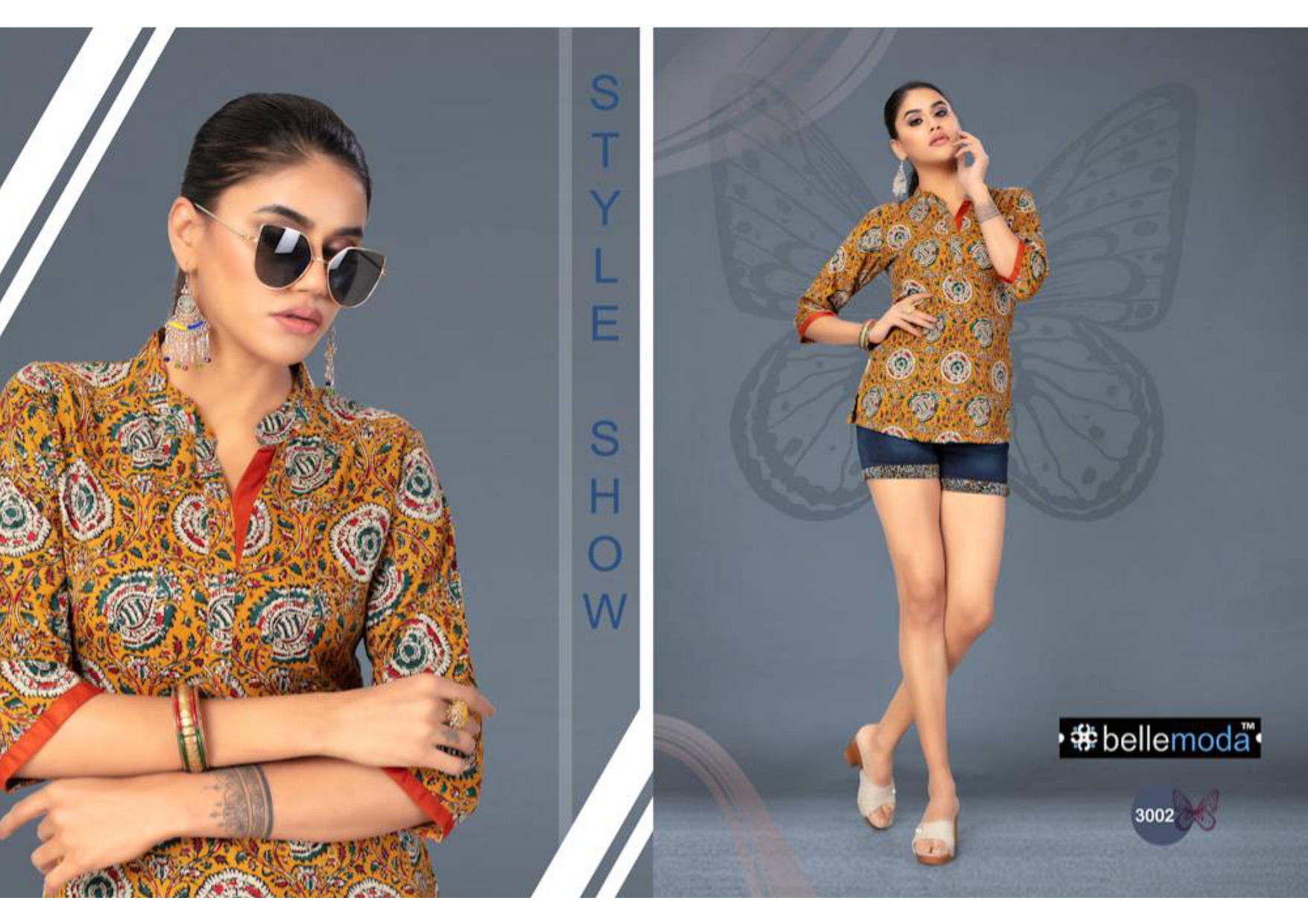 Eva By Bellemoda 3001 To 3007 Series Beautiful Stylish Fancy Colorful Casual Wear & Ethnic Wear & Ready To Wear Heavy Rayon Tops At Wholesale Price