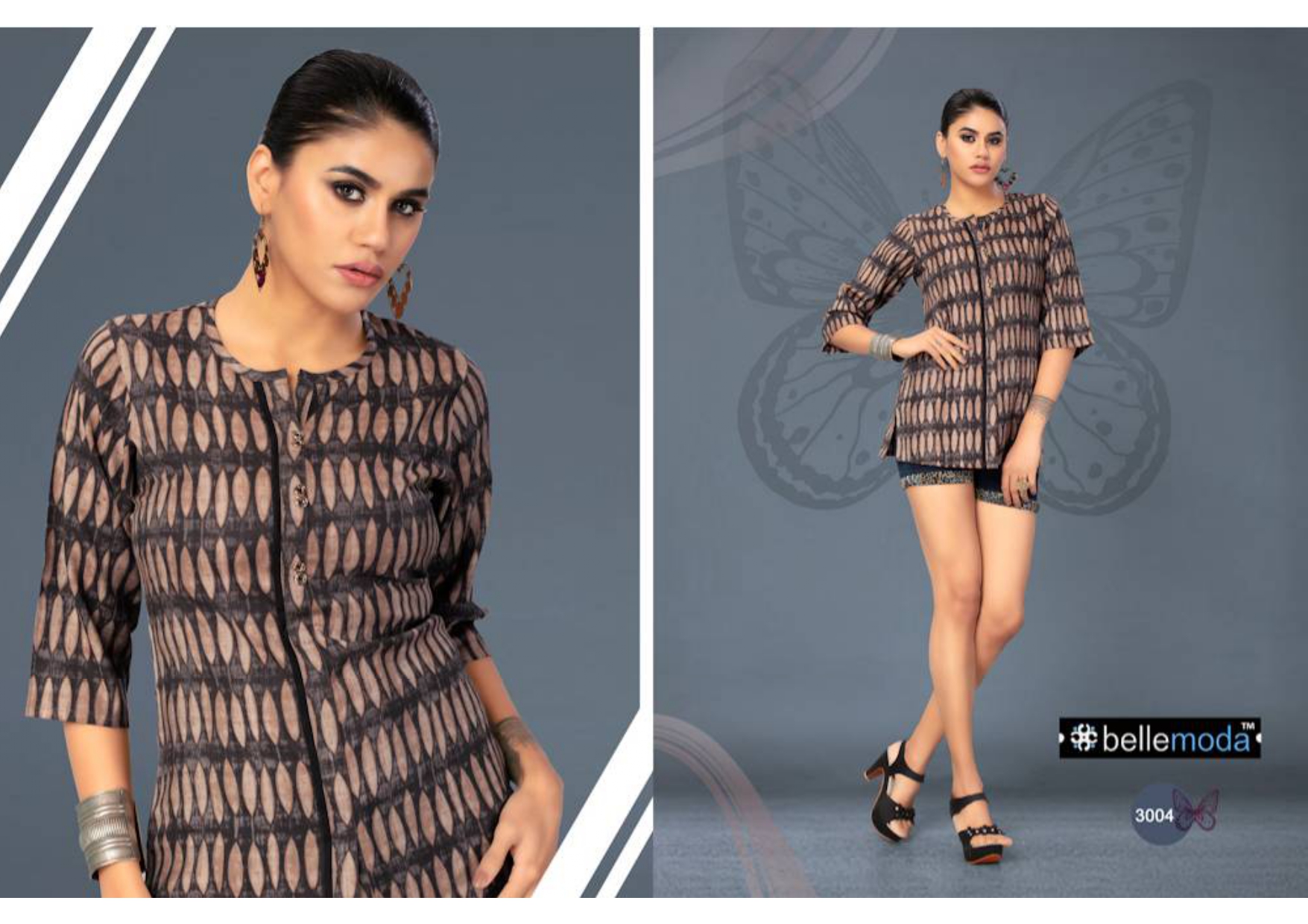 Eva By Bellemoda 3001 To 3007 Series Beautiful Stylish Fancy Colorful Casual Wear & Ethnic Wear & Ready To Wear Heavy Rayon Tops At Wholesale Price