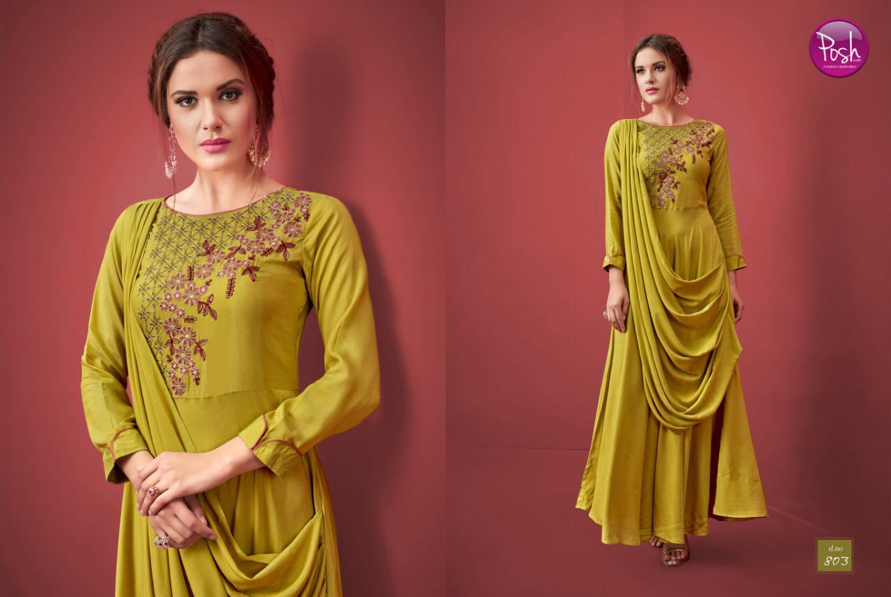 Eva By Posh 801 To 806 Series Beautiful Colorful Stylish Fancy Casual Wear & Ethnic Wear & Ready To Wear Muslin Printed Kurtis At Wholesale Price