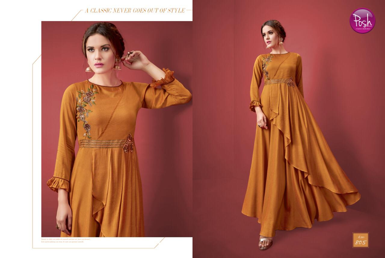 Eva By Posh 801 To 806 Series Beautiful Colorful Stylish Fancy Casual Wear & Ethnic Wear & Ready To Wear Muslin Printed Kurtis At Wholesale Price