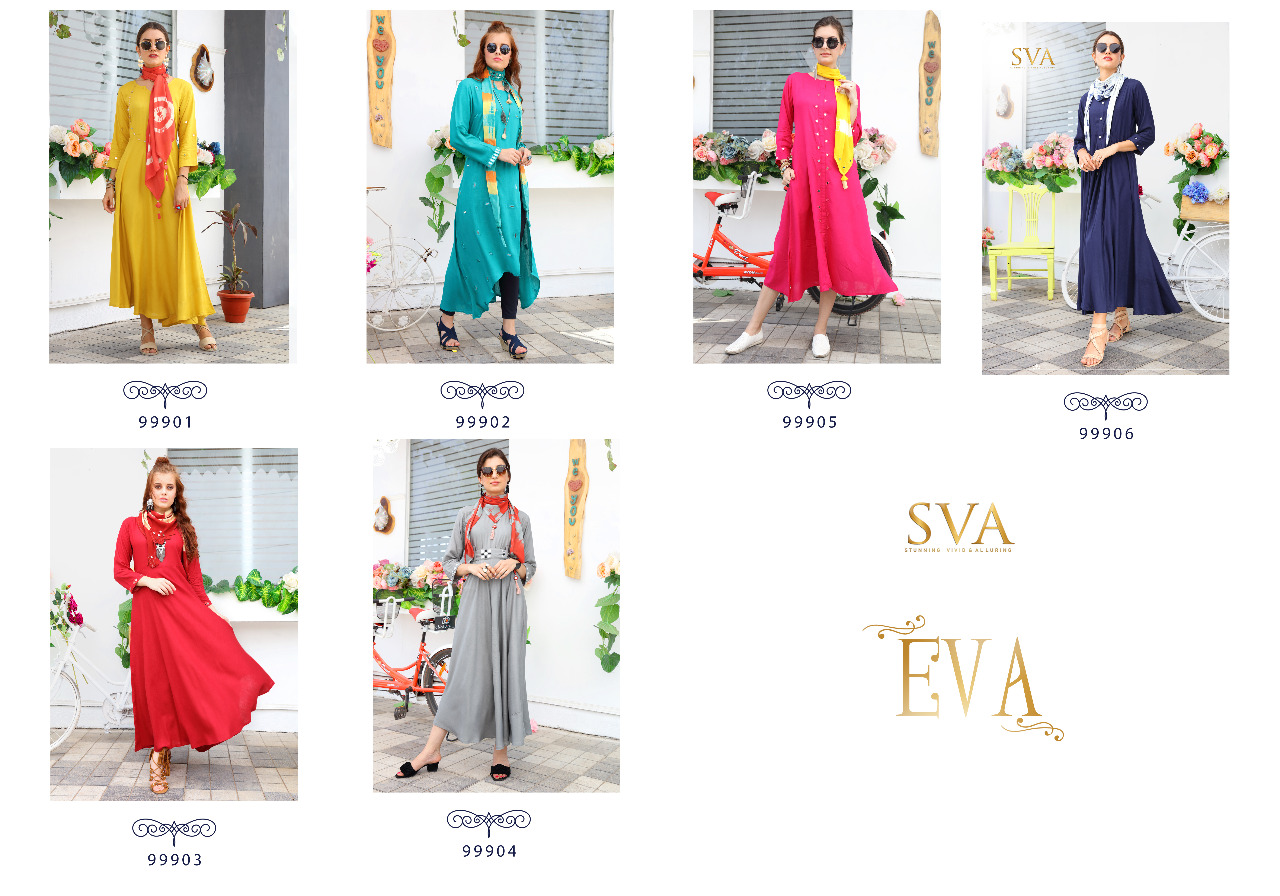 Eva By Sva 99901 To 99906 Series Designer Beautiful Stylish Fancy Colorful Casual Wear & Ethnic Wear Pure Rayon Kurtis At Wholesale Price