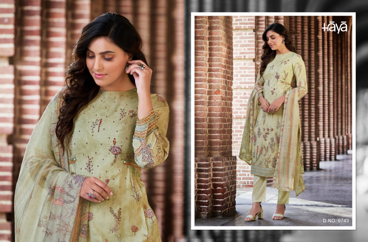Evana Vol-3 By Haya 6741 To 6751 Series Beautiful Stylish Fancy Colorful Party Wear & Ethnic Wear Collection Cotton Silk Digital Print With Work Dresses At Wholesale Price