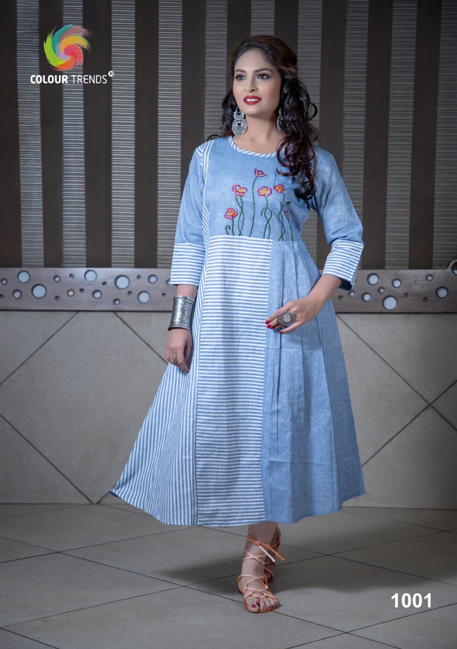 Evermore By Colour Trends 1001 To 1006 Series Beautiful Colorful Stylish Fancy Casual Wear & Ethnic Wear & Ready To Wear Handloom Print Kurtis At Wholesale Price
