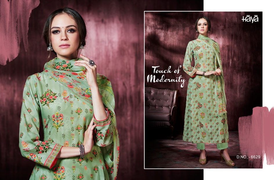 Fab Fiesta By Haya 6621 To 6631 Series Beautiful Pakistani Suits Colorful Stylish Fancy Casual Wear & Ethnic Wear Muslin Silk With Work Dresses At Wholesale Price