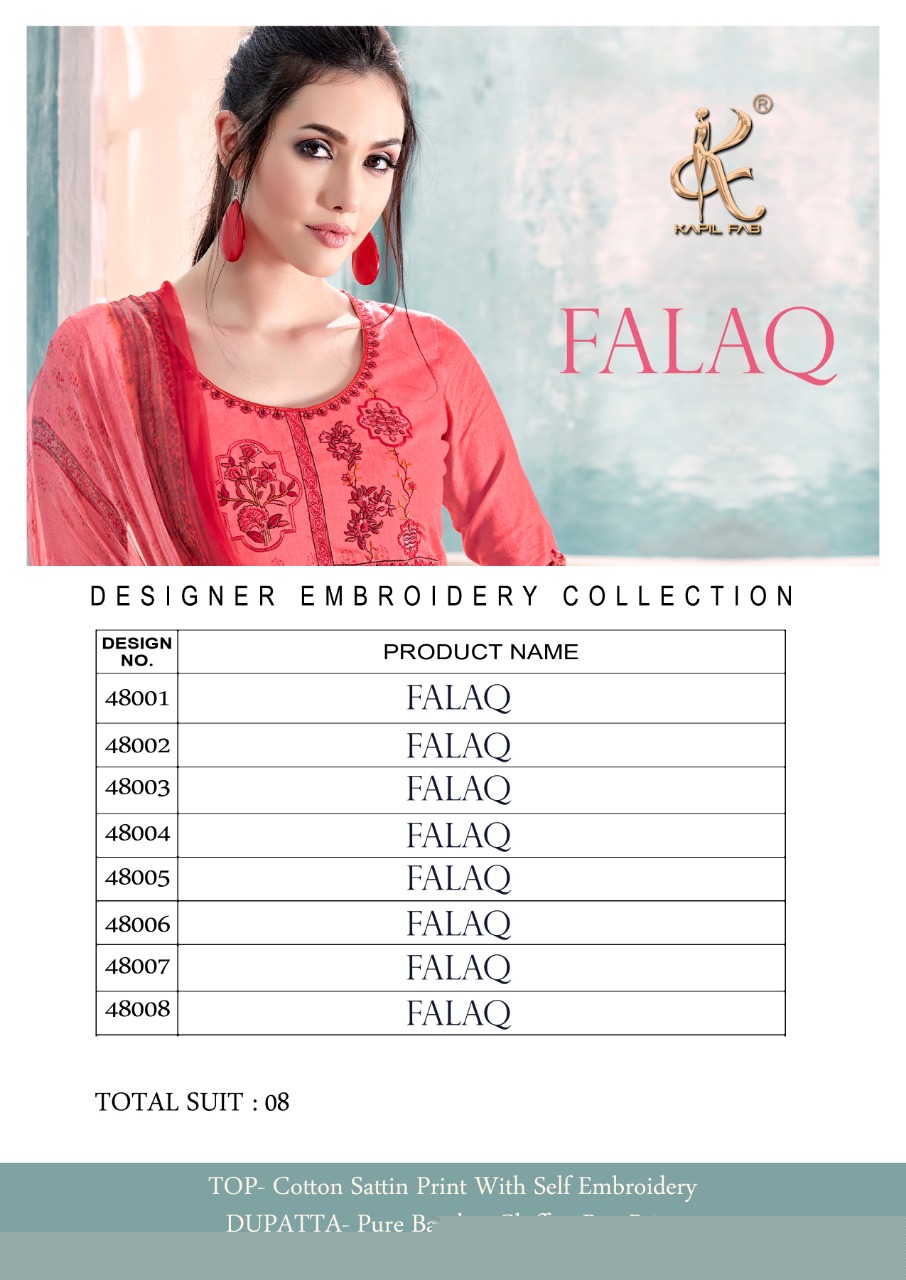 Falaq By Kapil Fab 48001 To 48008 Series Beautiful Suits Colorful Stylish Fancy Casual Wear & Ethnic Wear Cotton Satin Printed Dresses At Wholesale Price