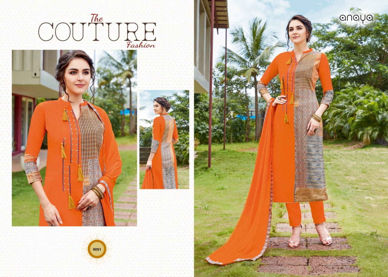 Farheen By Anaya 9091 To 9100 Series Designer Suits Beautiful Stylish Fancy Colorful Party Wear & Occasional Wear Glace Satin Dresses At Wholesale Price