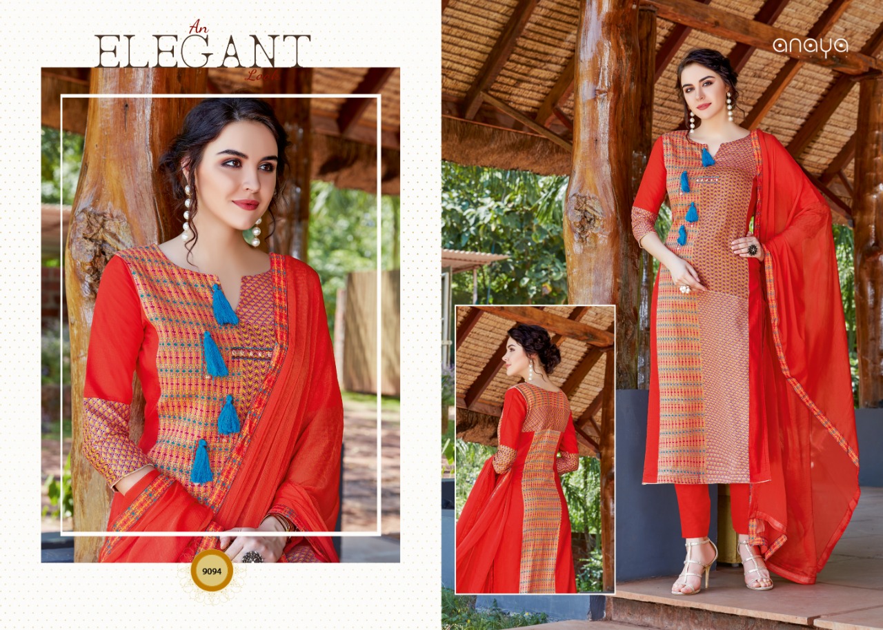 Farheen By Anaya 9091 To 9100 Series Designer Suits Beautiful Stylish Fancy Colorful Party Wear & Occasional Wear Glace Satin Dresses At Wholesale Price
