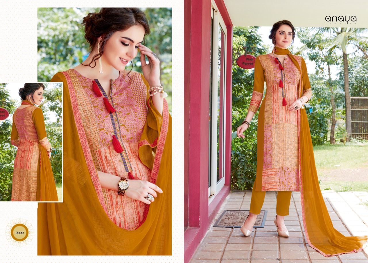 Farheen By Anaya 9091 To 9100 Series Designer Suits Beautiful Stylish Fancy Colorful Party Wear & Occasional Wear Glace Satin Dresses At Wholesale Price