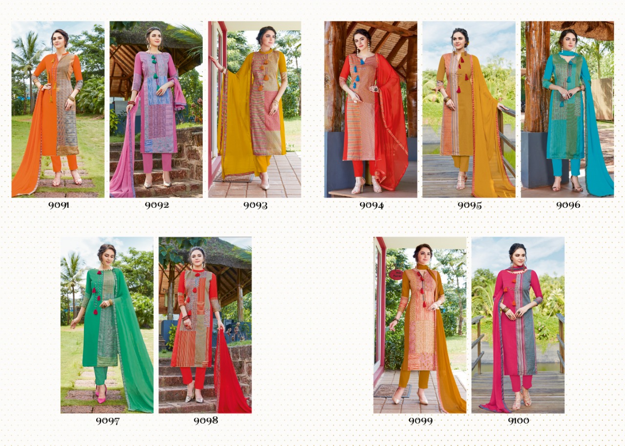 Farheen By Anaya 9091 To 9100 Series Designer Suits Beautiful Stylish Fancy Colorful Party Wear & Occasional Wear Glace Satin Dresses At Wholesale Price
