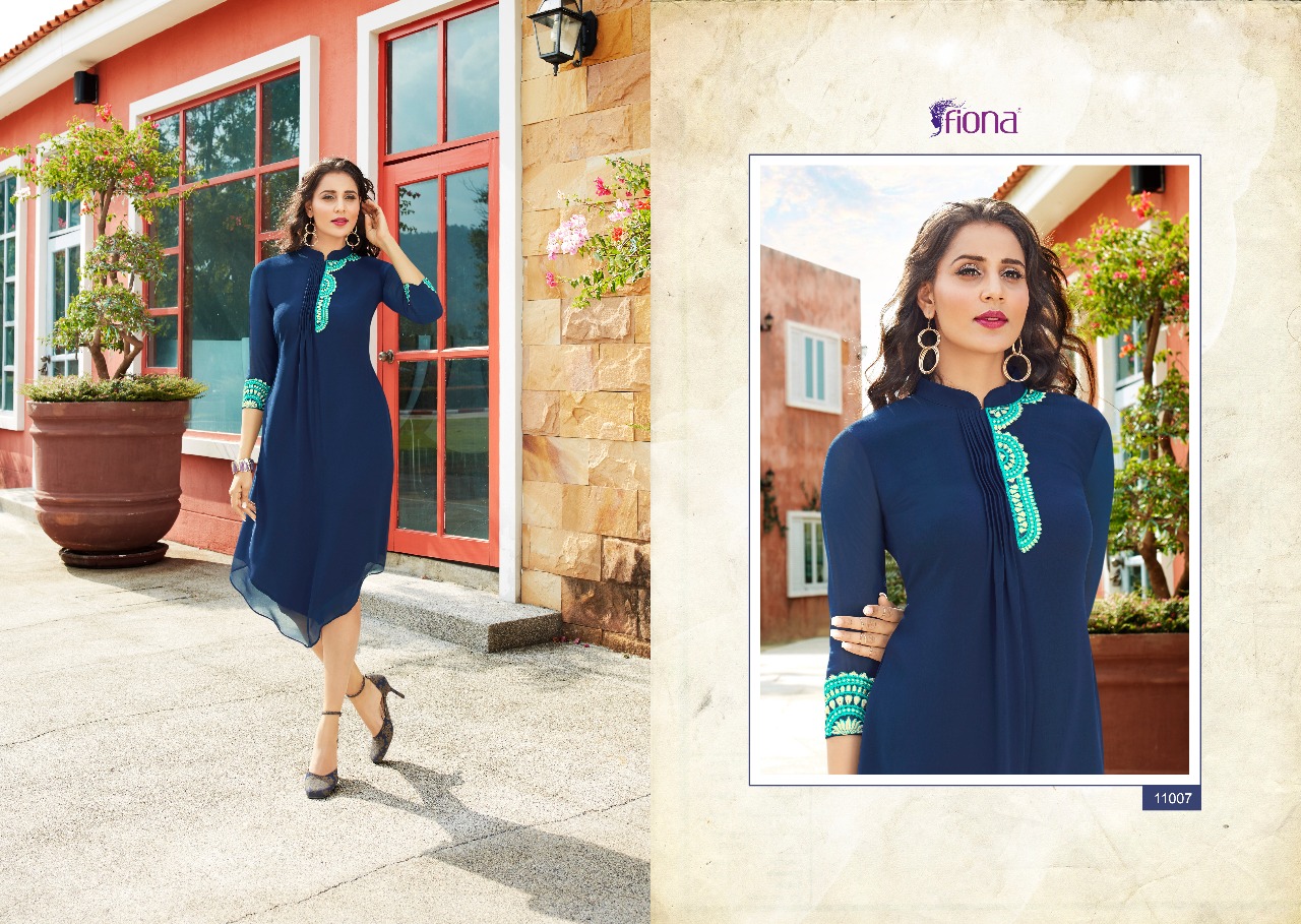Fashion Look By Fiona 11001 To 11012 Series Designer Beautiful Stylish Fancy Colorful Party Wear & Ethnic Wear & Ready To Wear Faux Georgette With Worked Kurtis At Wholesale Price