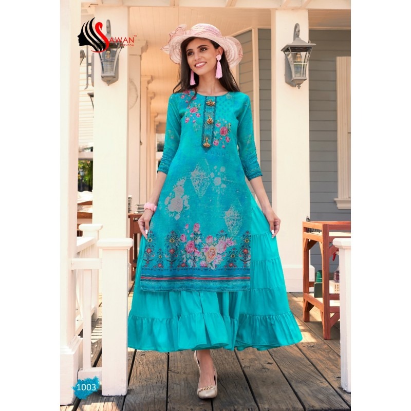 Fashion Raftaar Vol-1 By Sawan Creation 1001 To 1008 Series Stylish Fancy Beautiful Colorful Casual Wear & Ethnic Wear Muslin With Heavy Modal With Digital Printed Kurtis At Wholesale Price