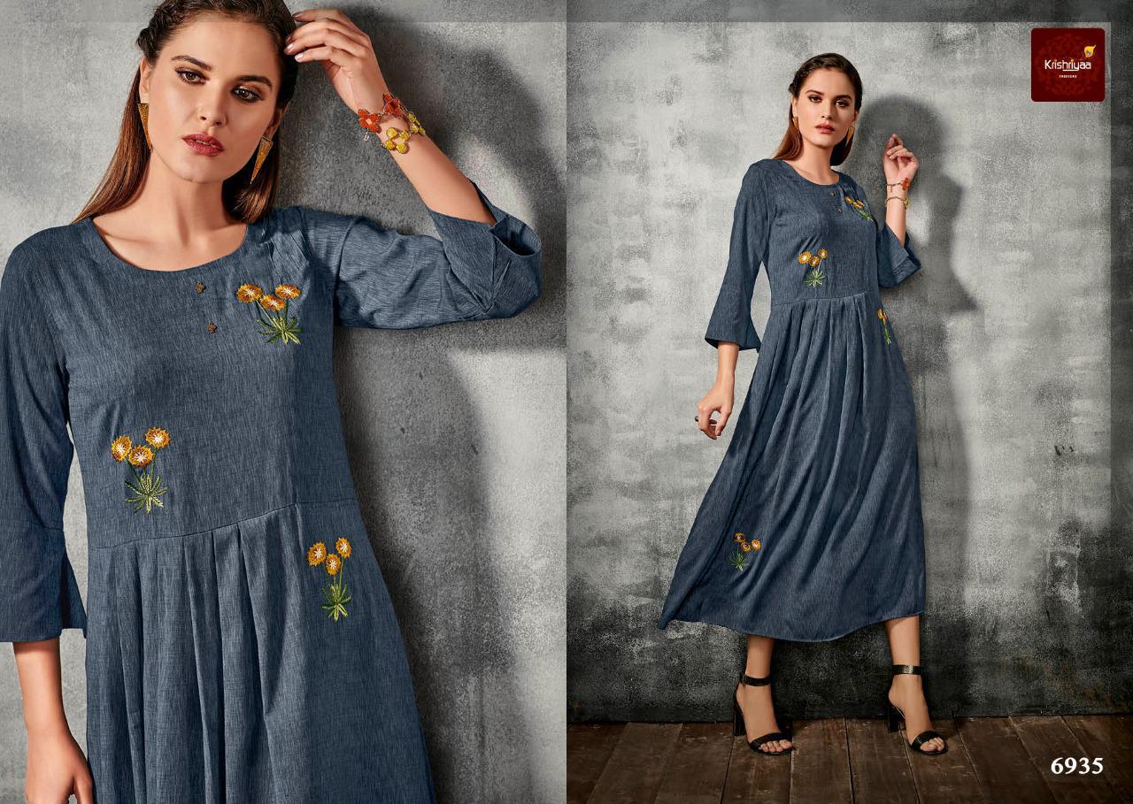 Fashion Remix By Krishriyaa 6931 To 6940 Series Beautiful Stylish Fancy Colorful Casual Wear & Ethnic Wear & Ready To Wear Viscose Slub Kurtis At Wholesale Price