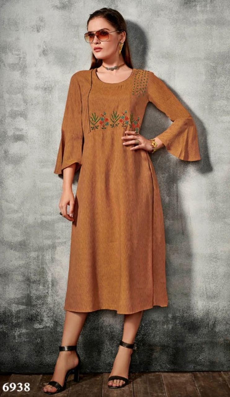 Fashion Remix By Krishriyaa 6931 To 6940 Series Beautiful Stylish Fancy Colorful Casual Wear & Ethnic Wear & Ready To Wear Viscose Slub Kurtis At Wholesale Price