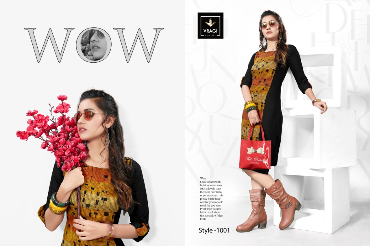 Fashion By Vragi 1001 To 1008 Series Beautiful Colorful Stylish Fancy Casual Wear & Ethnic Wear & Ready To Wear Heavy Rayon Printed Kurtis At Wholesale Price