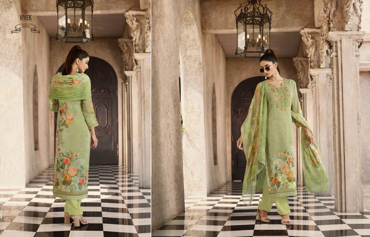 Fashion World Eid Collection By Vivek Fashion 8001 To 8008 Series Indian Traditional Wear Collection Beautiful Stylish Fancy Colorful Party Wear & Occasional Wear Georgette Digital Print With Jari Embroidery Work Dress At Wholesale Price