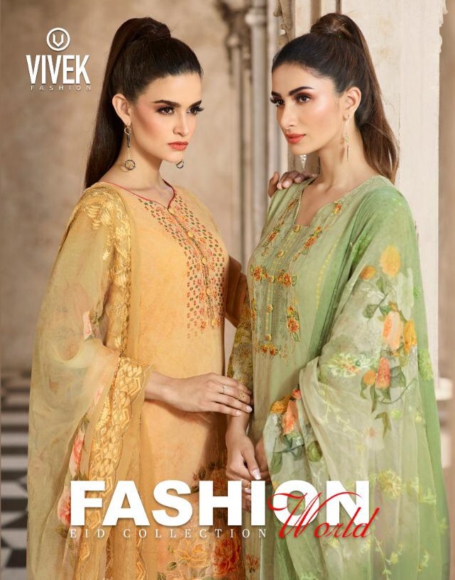 Fashion World Eid Collection By Vivek Fashion 8001 To 8008 Series Indian Traditional Wear Collection Beautiful Stylish Fancy Colorful Party Wear & Occasional Wear Georgette Digital Print With Jari Embroidery Work  Dress At Wholesale Price