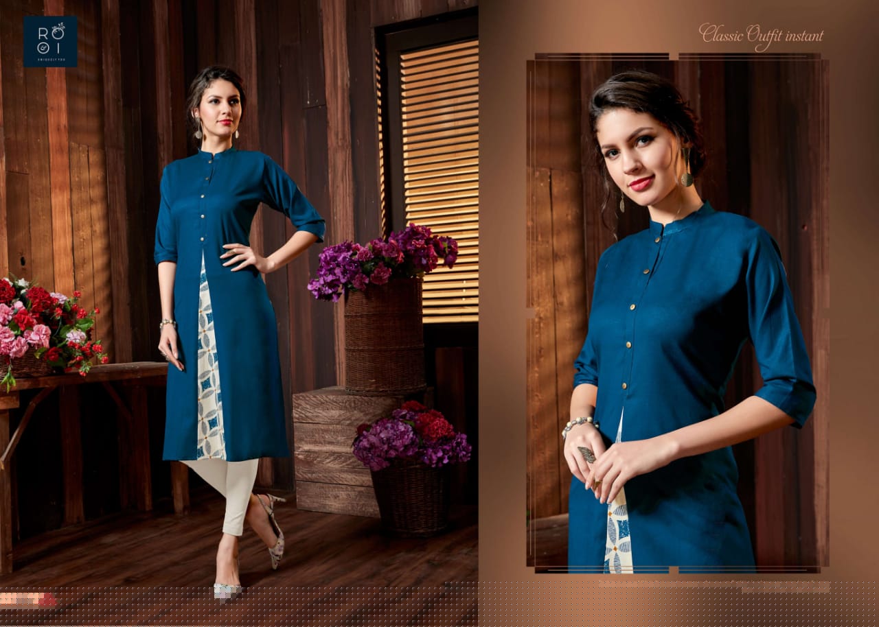 Fashion Club By Rooi Design 2001 To 2010 Series Stylish Colorful Fancy Beautiful Casual Wear & Ethnic Wear & Ready To Wear Heavy Cotton Flex, Cotton Linen, Cotton Gold Printed Kurtis At Wholesale Price