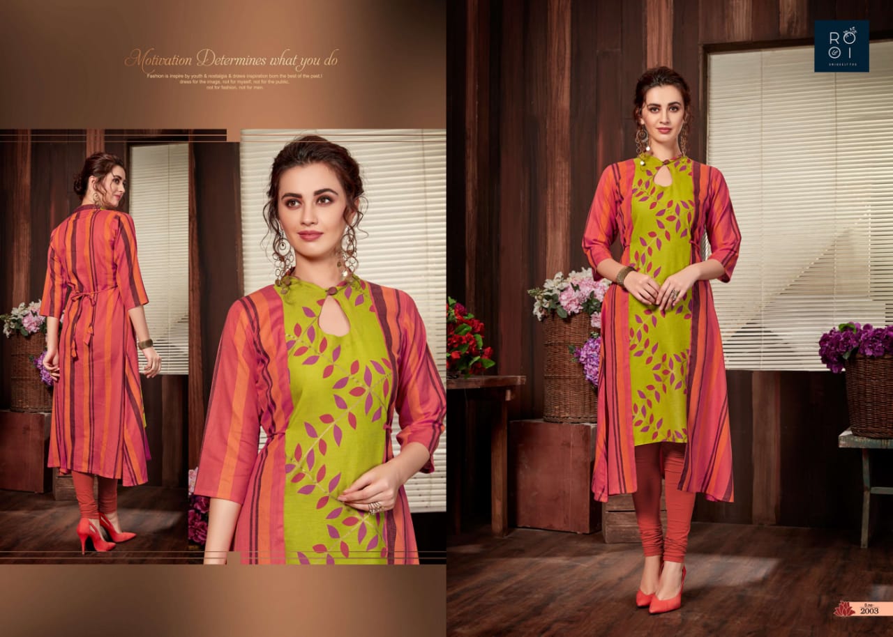 Fashion Club By Rooi Design 2001 To 2010 Series Stylish Colorful Fancy Beautiful Casual Wear & Ethnic Wear & Ready To Wear Heavy Cotton Flex, Cotton Linen, Cotton Gold Printed Kurtis At Wholesale Price